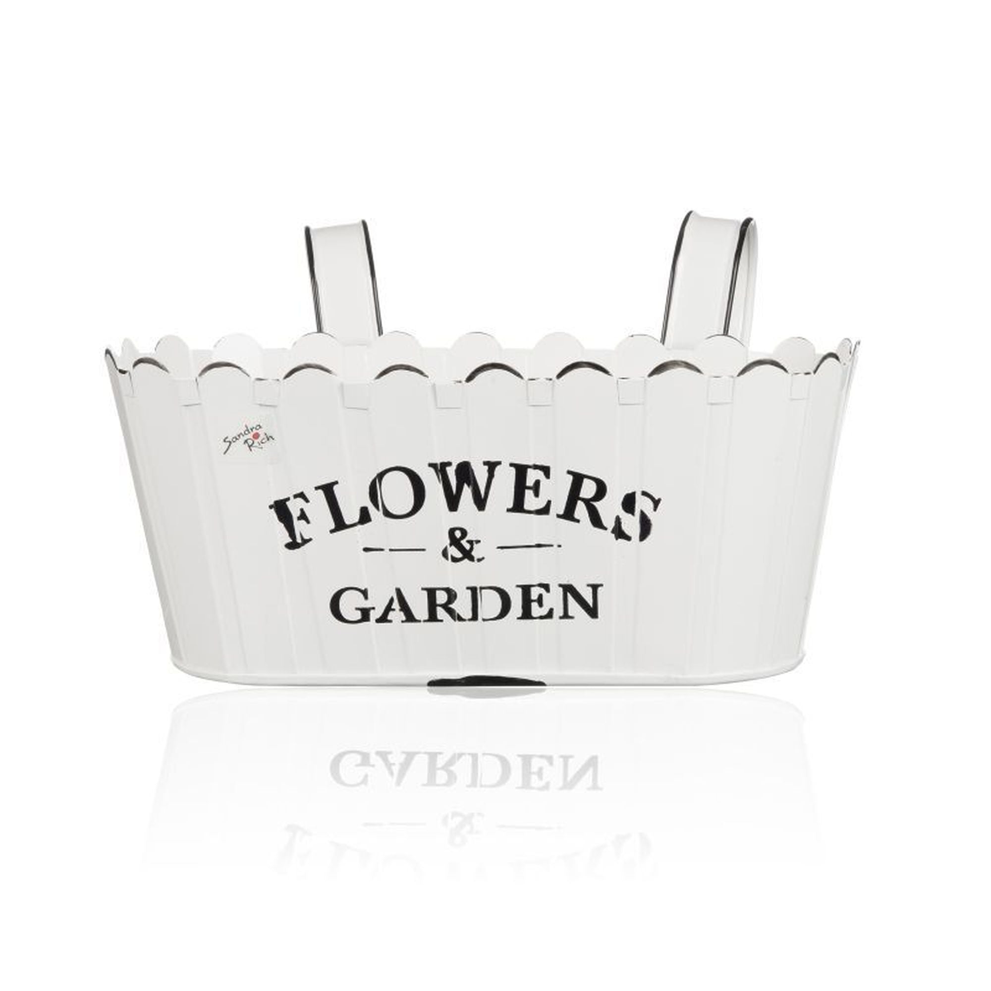 FLOWERS & GARDEN Metall-Jardiniere mit Haken - weiß - 29 x 15 x 11 cm