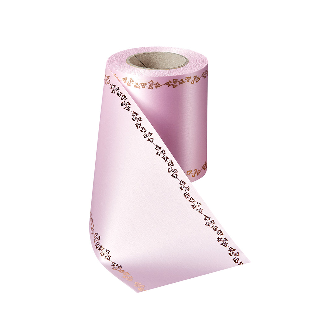Supersatin, rosa, Efeu gold - Breite 100 mm