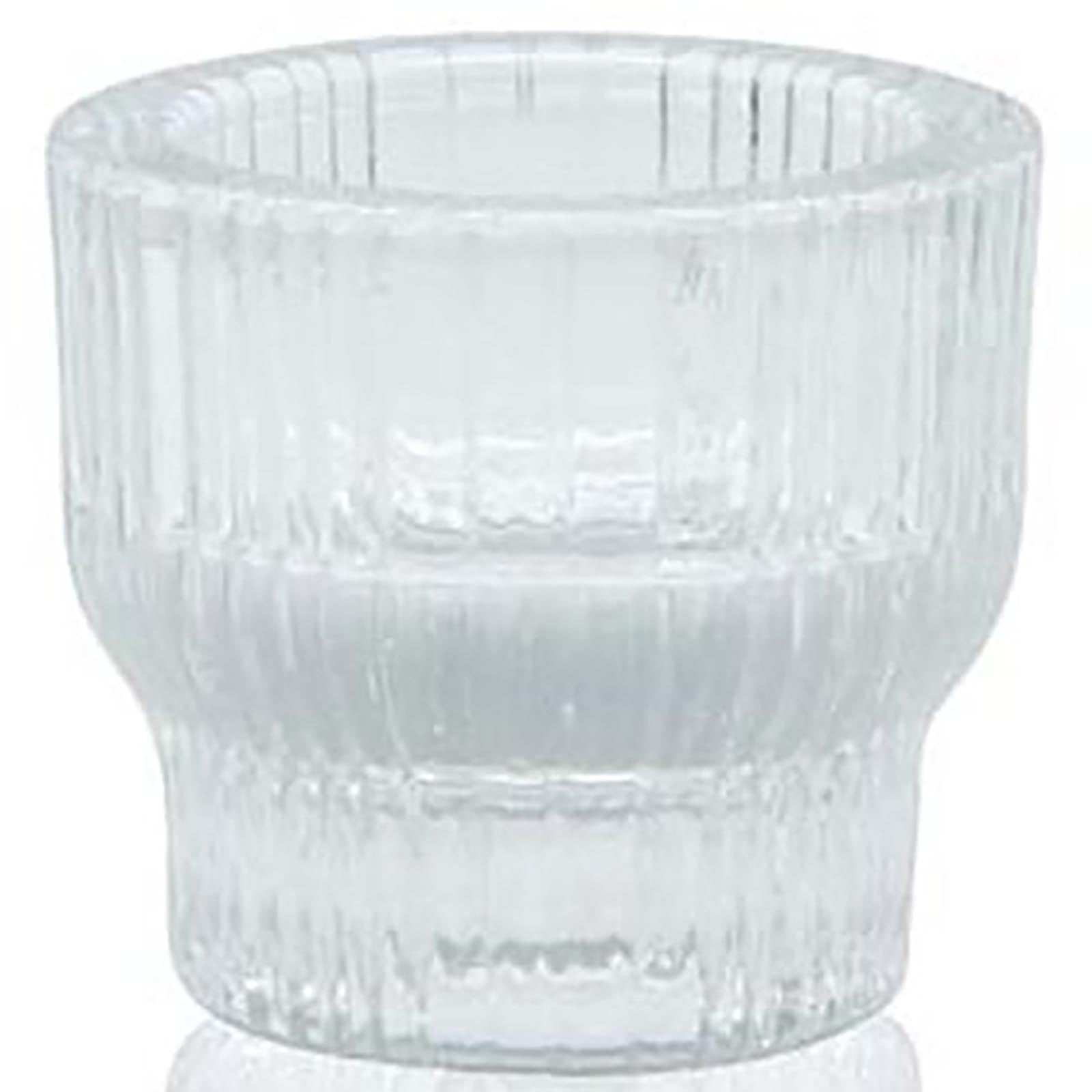 SHINE STRIPES round glass candle & tealight holder - klar - 5,5x5,5x4,9cm - Glas