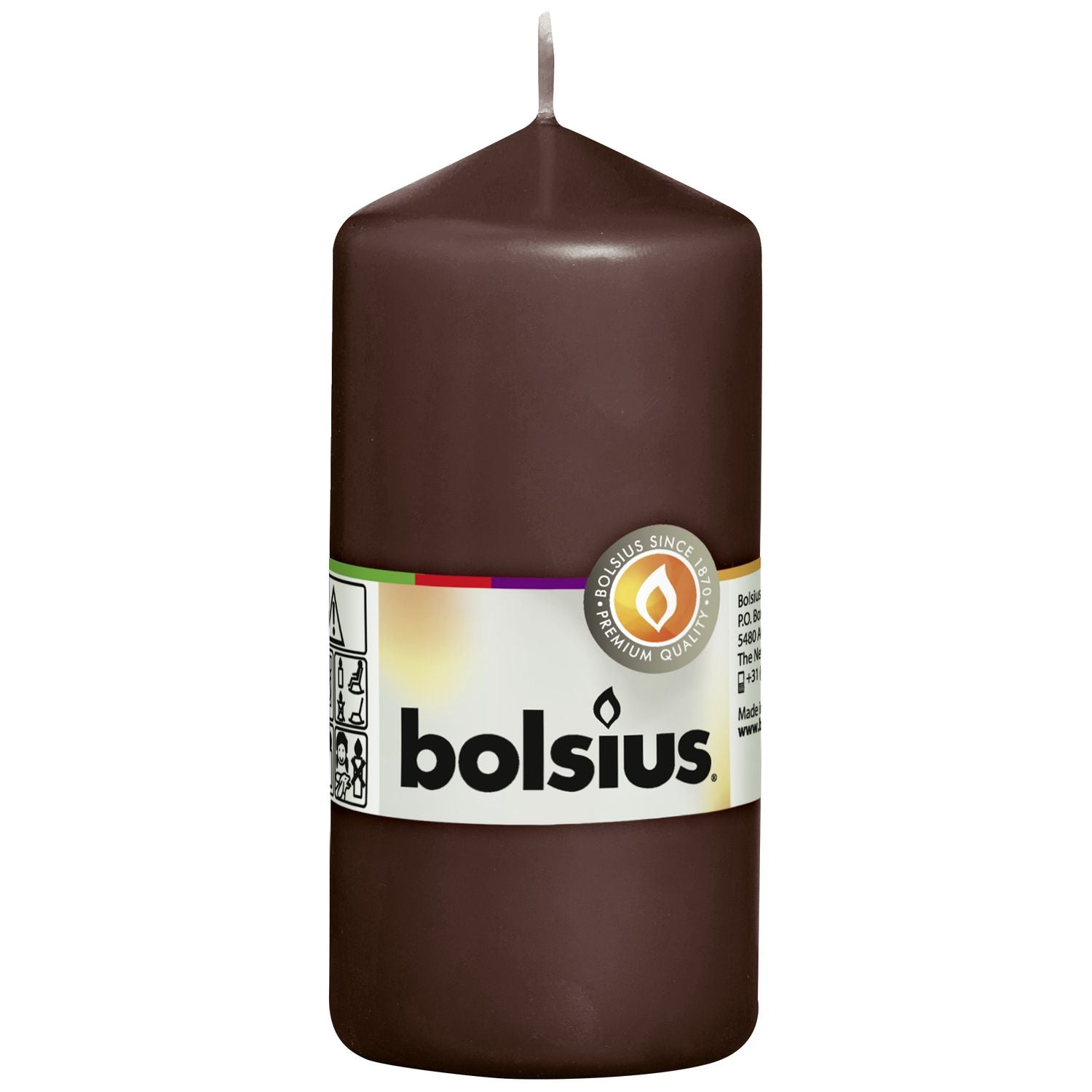 Stumpenkerze - Höhe 12 cm - Durchmesser 5,8 cm - Kastanienbraun