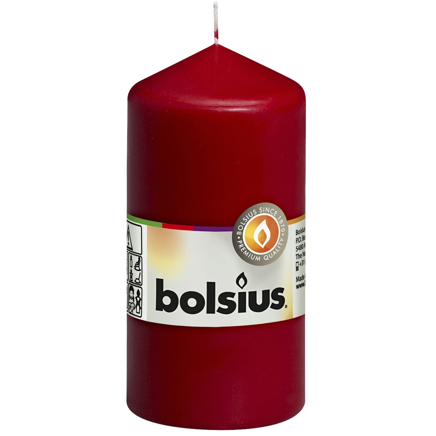 Stumpenkerze - Höhe 12 cm - Durchmesser 5,8 cm - Altrot