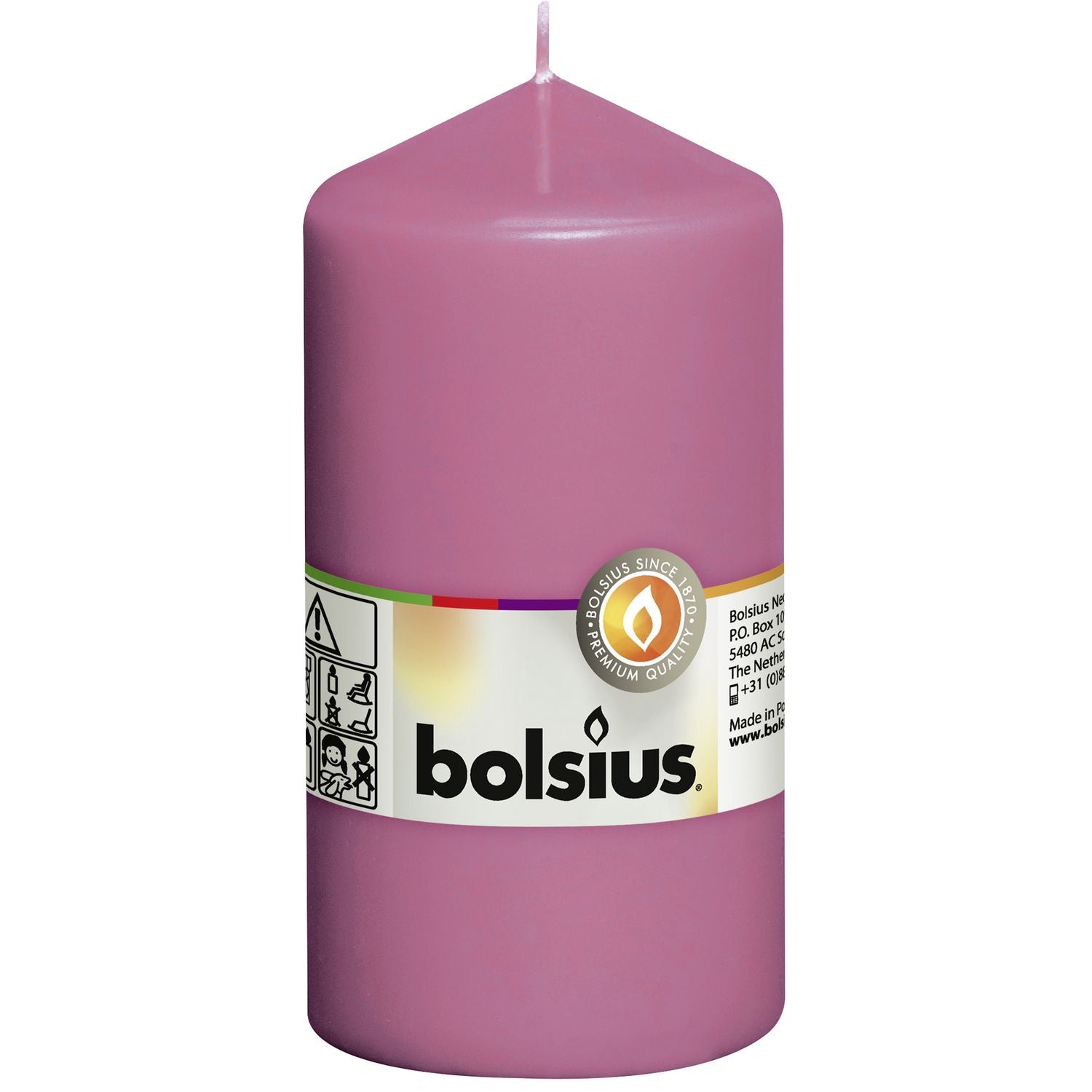 Stumpenkerze - Höhe 13 cm - Durchmesser 6,8 cm - Fuchsia