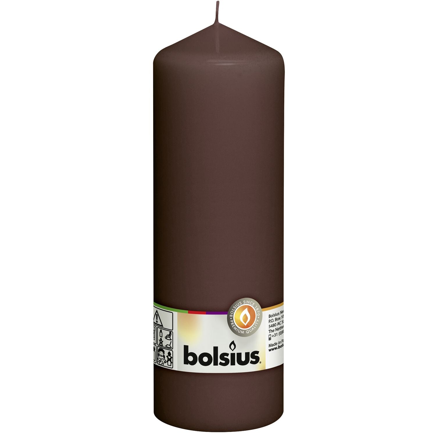 Stumpenkerze - Höhe 20 cm - Durchmesser 6,8 cm - Kastanienbraun