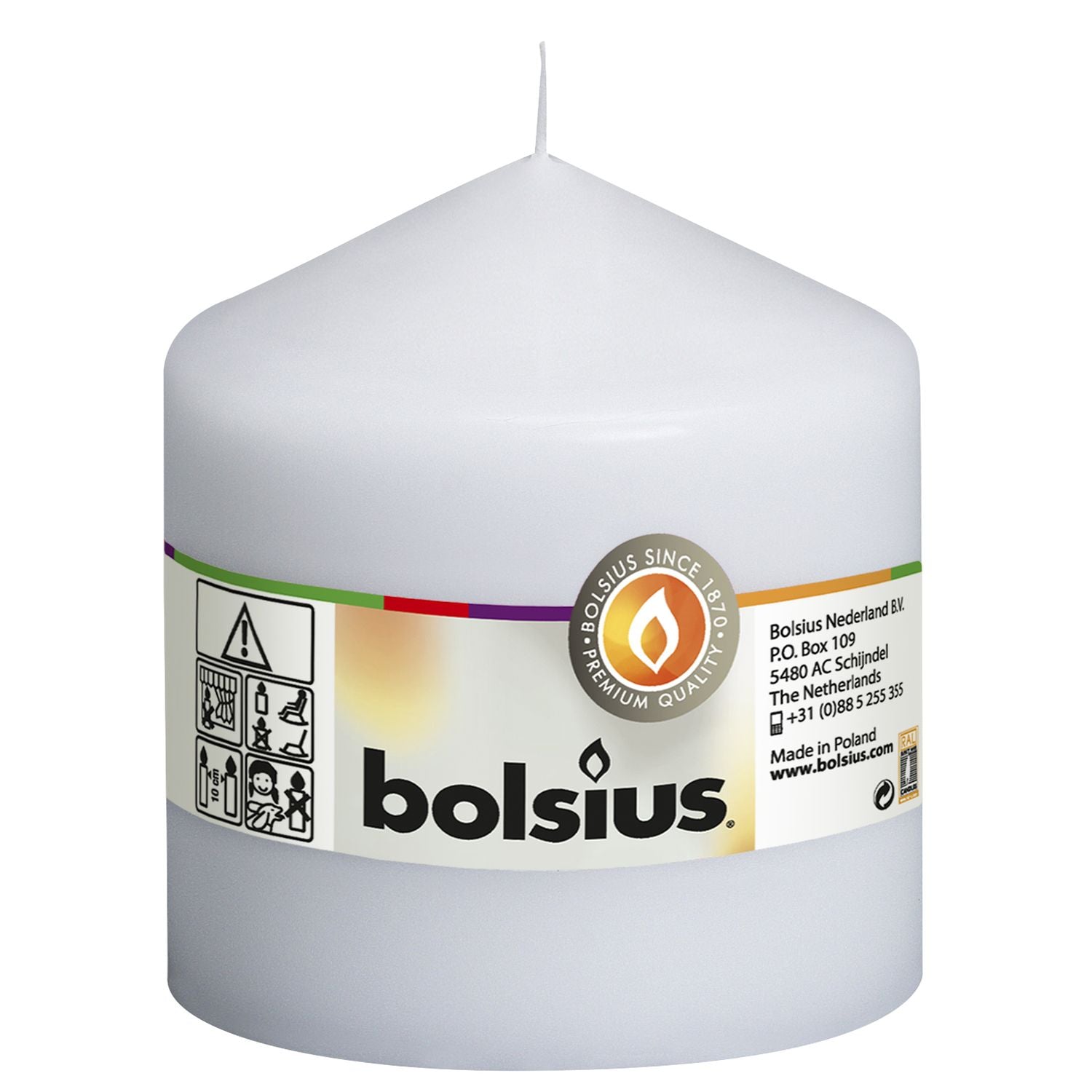 Stumpenkerze - Höhe 10 cm - Durchmesser 9,8 cm Weiß