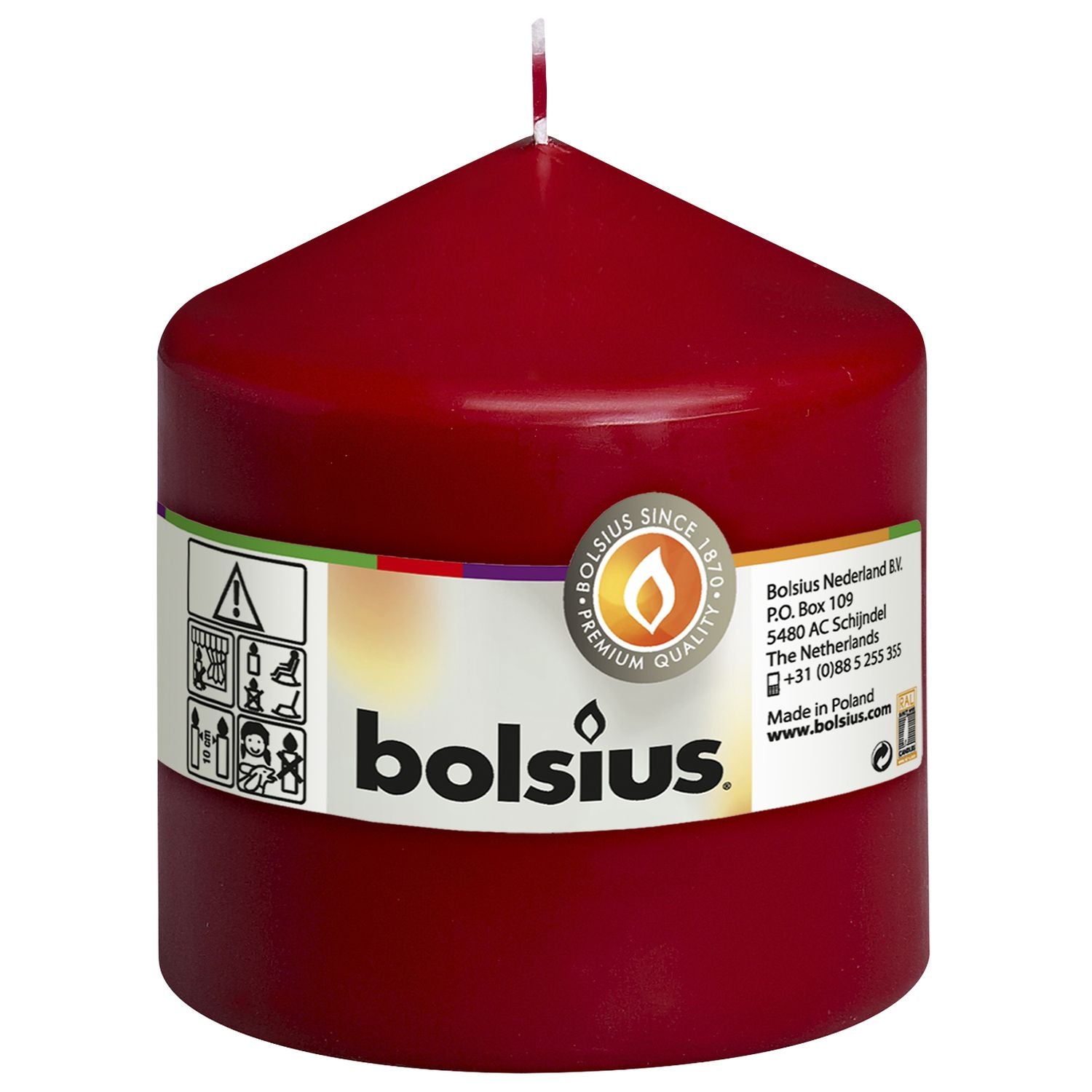 Stumpenkerze - Höhe 10 cm - Durchmesser 9,8 cm - Altrot