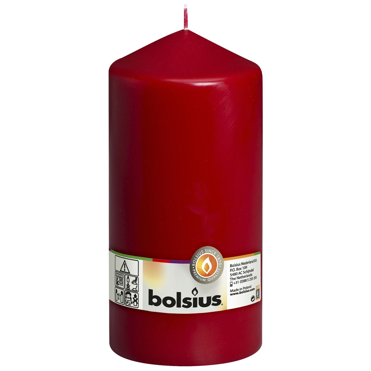 Stumpenkerze - Höhe 20 cm - Durchmesser 9,8 cm - Altrot