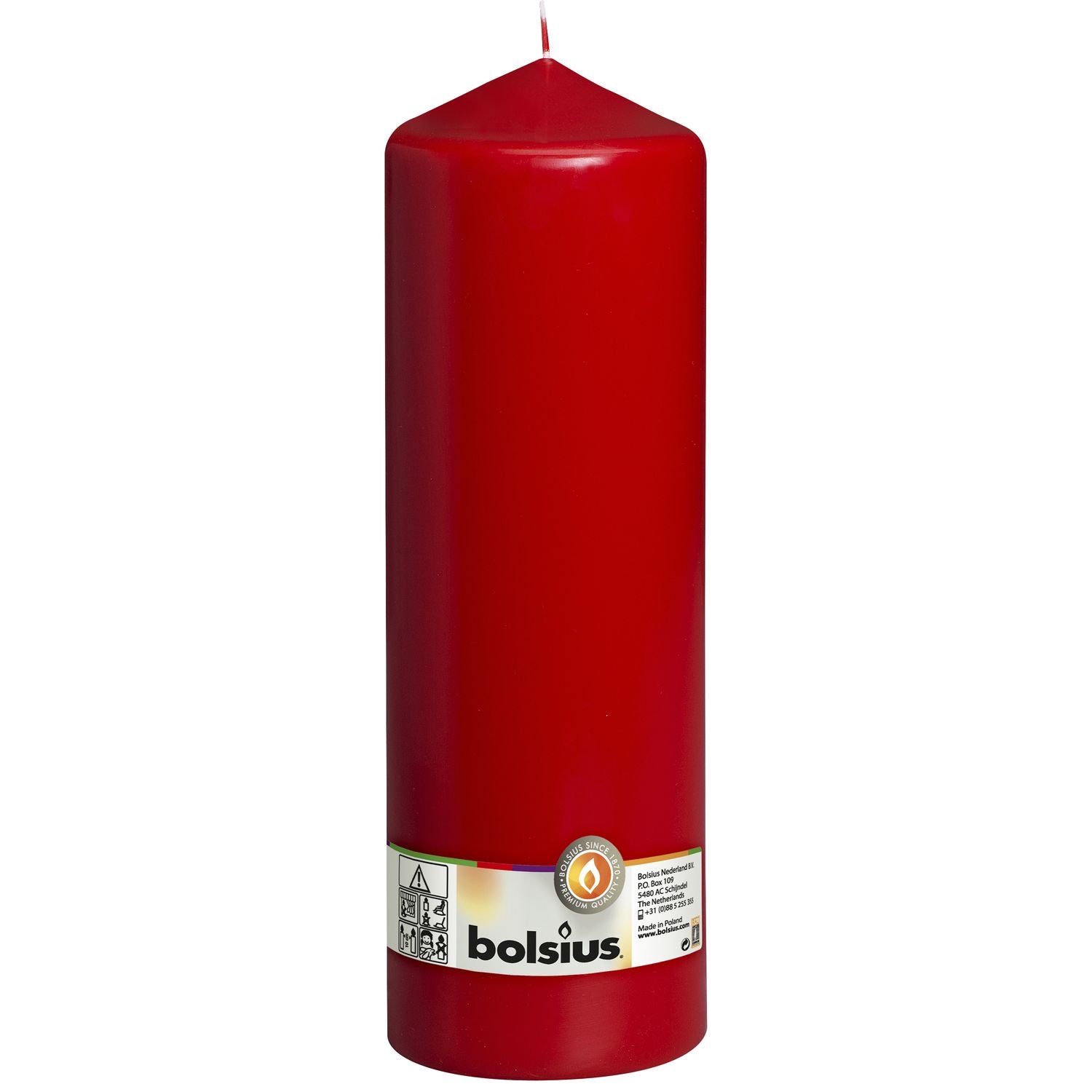 Stumpenkerze - Höhe 30 cm - Durchmesser 9,8 cm - Rot