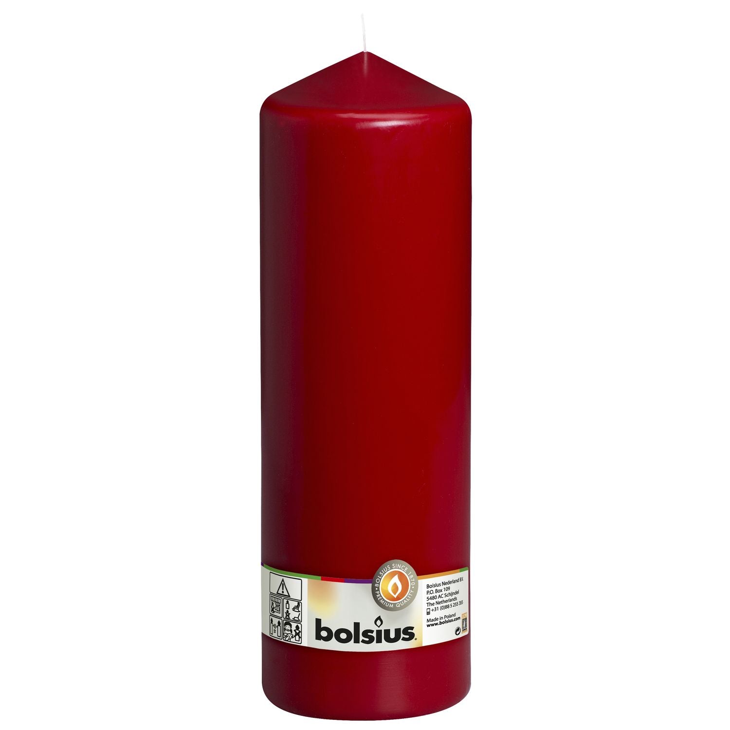 Stumpenkerze - Höhe 30 cm - Durchmesser 9,8 cm - Altrot