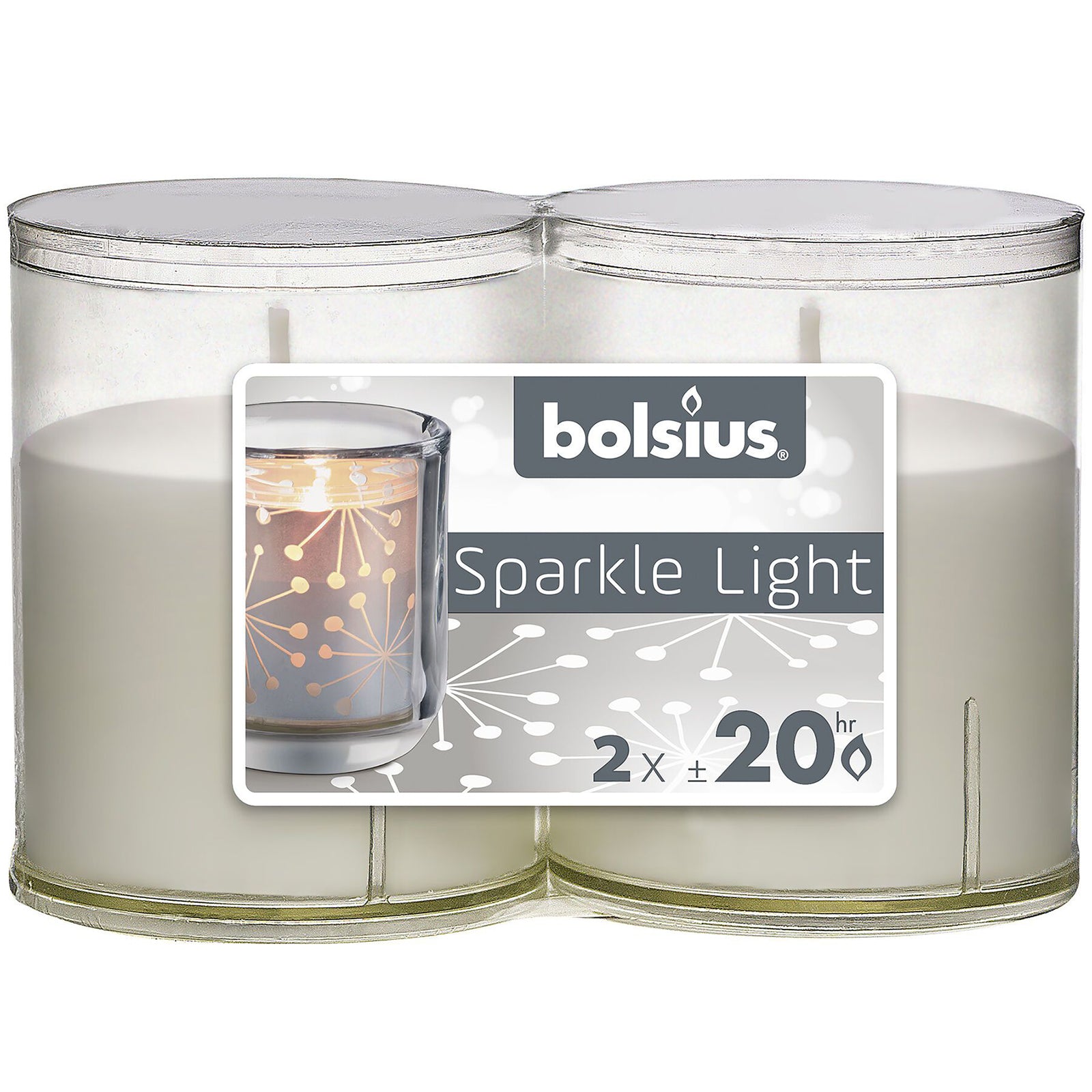Lumière scintillante - Lot de 2 - Hauteur 64 mm - Diamètre 52 mm - Transparent