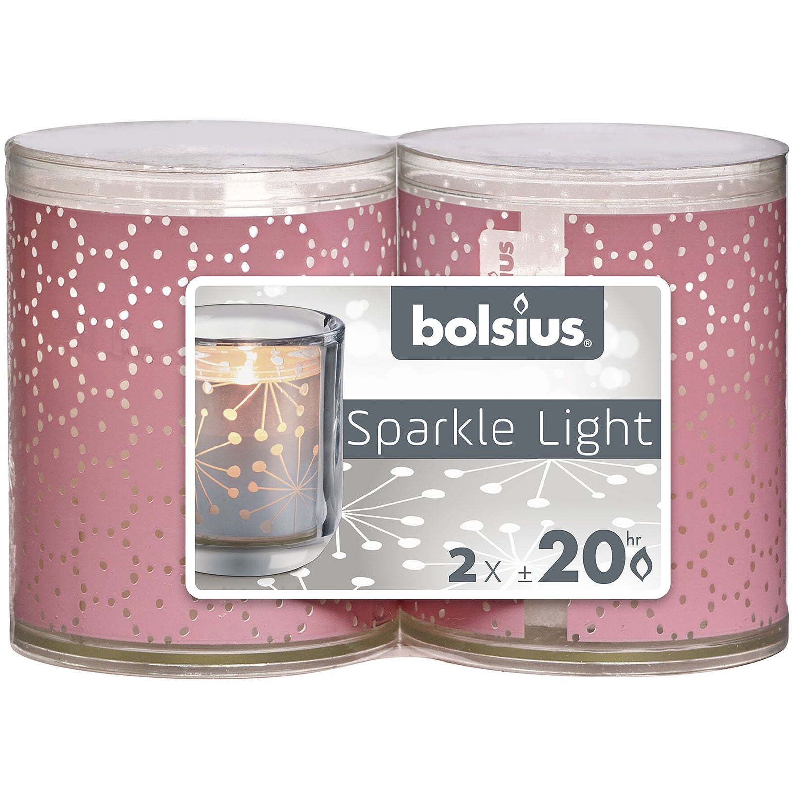 Sparkle Light Spitze - 2er Set - Höhe 64 mm - Durchmesser 52 mm - Rosa