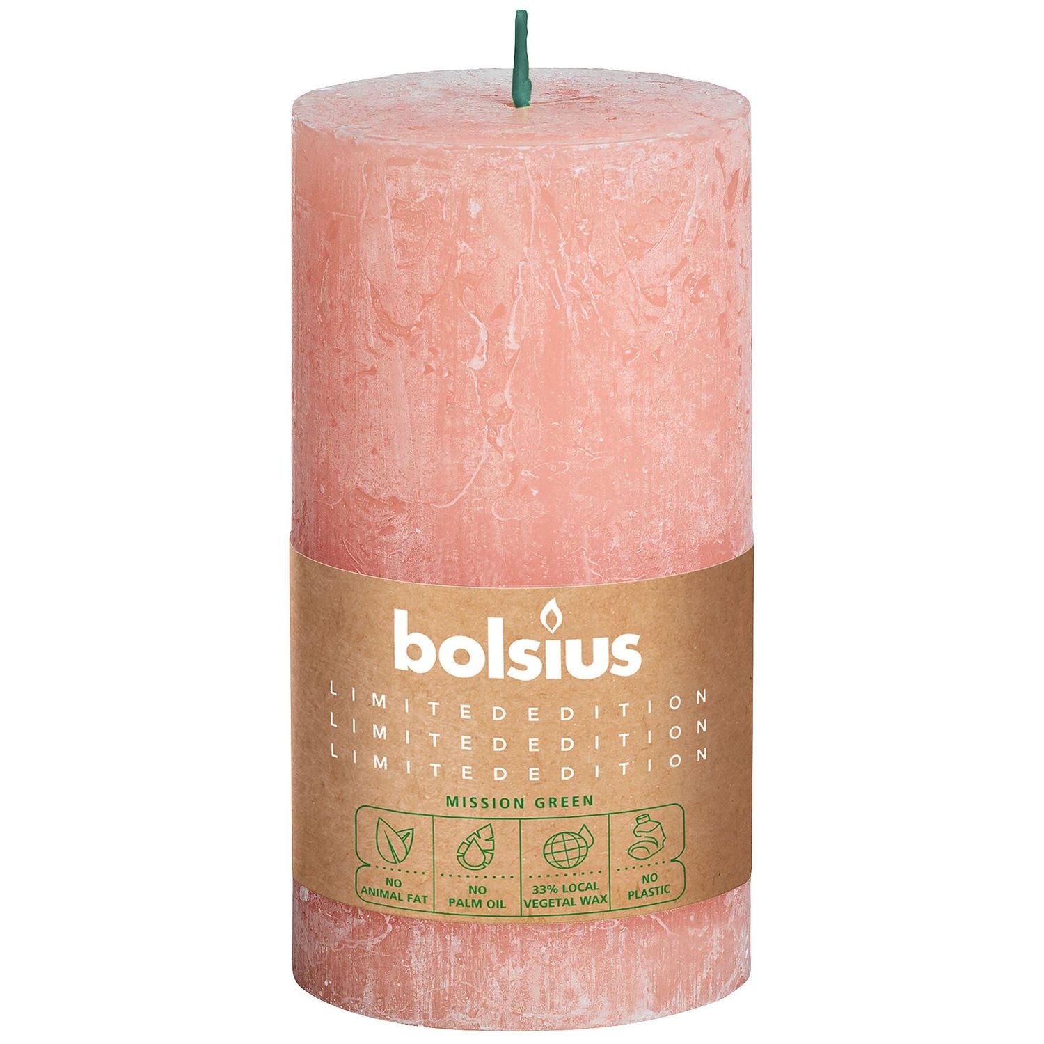 Stumpenkerze - Höhe 13 cm - Durchmesser 6,8 cm - Rustik - Erde