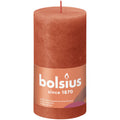 Bougie pilier - Hauteur 13 cm - Diamètre 6,8 cm - Style rustique - Orange automnal