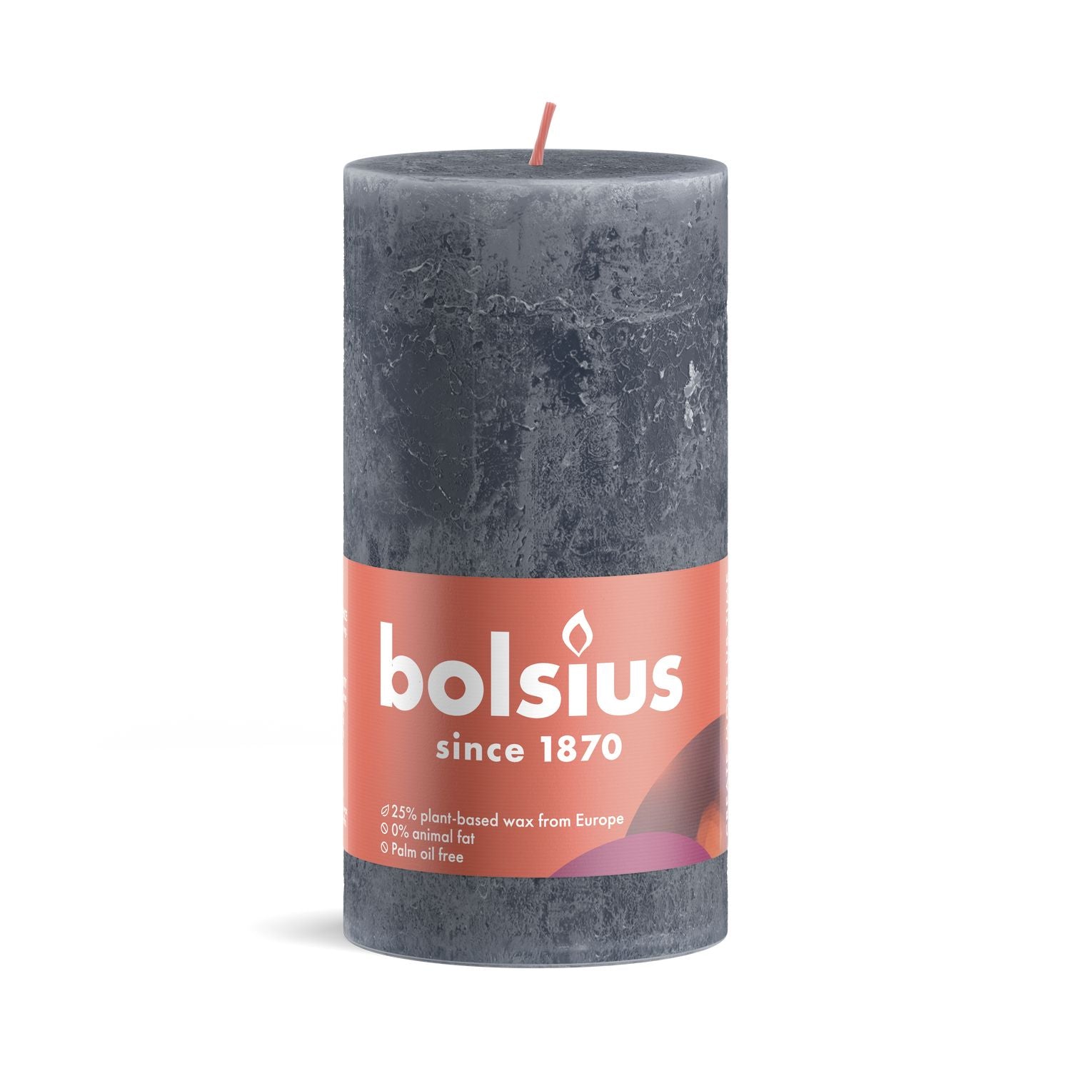 Stumpenkerze - Höhe 13 cm - Durchmesser 6,8 cm - Rustik - Schieferblau