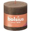 Pillar candle - Height 10 cm - Diameter 10 cm - Rustic - Suede Brown