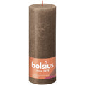 Bougie pilier - Hauteur 19 cm - Diamètre 6,8 cm - Style rustique - Marron daim