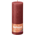 Bougie pilier - Hauteur 19 cm - Diamètre 6,8 cm - Style rustique - Rouge doux