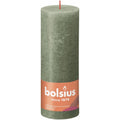 Bougie pilier - Hauteur 19 cm - Diamètre 6,8 cm - Style rustique - Vert olive