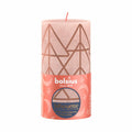 Pillar candle - Height 13 cm - Diameter 6.8 cm - Rustic print - Misty pink - Tree