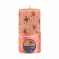 Bougie pilier - Hauteur 13 cm - Diamètre 6,8 cm - Motif rustique - Caramel crémeux - Étoiles