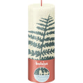 Stumpenkerze - Höhe 19 cm - Durchmesser 6,8 cm - Rustik Print - Weiche Perle