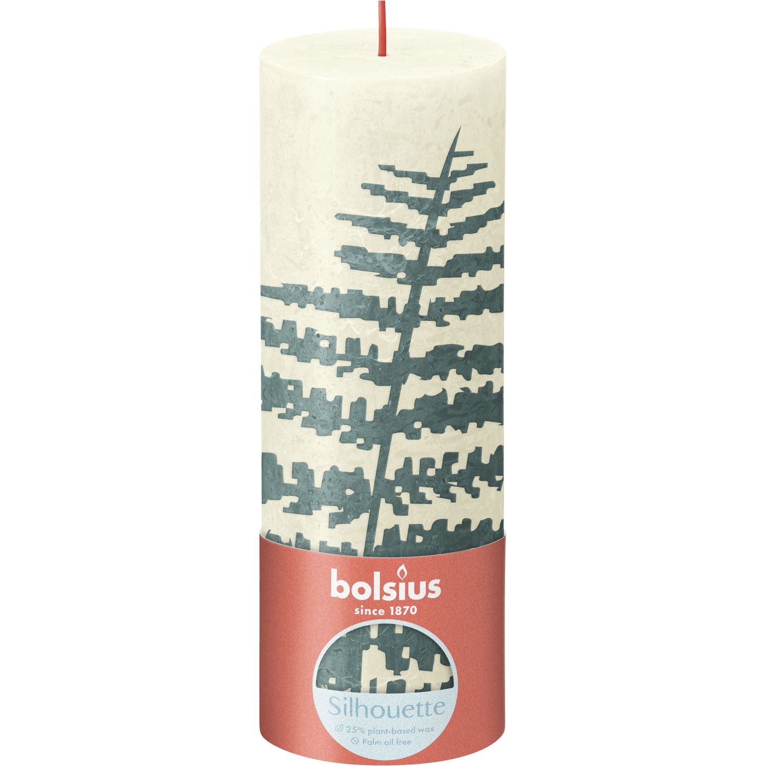 Stumpenkerze - Höhe 19 cm - Durchmesser 6,8 cm - Rustik Print - Weiche Perle