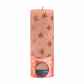 Bougie pilier - Hauteur 19 cm - Diamètre 6,8 cm - Motif rustique - Caramel crémeux, étoiles