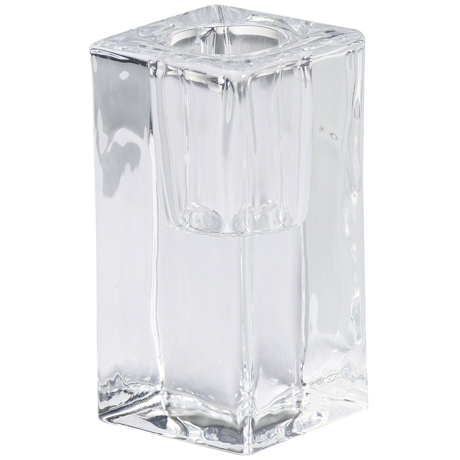 Square candle holder - Height 80 mm - Diameter 40 mm - Clear