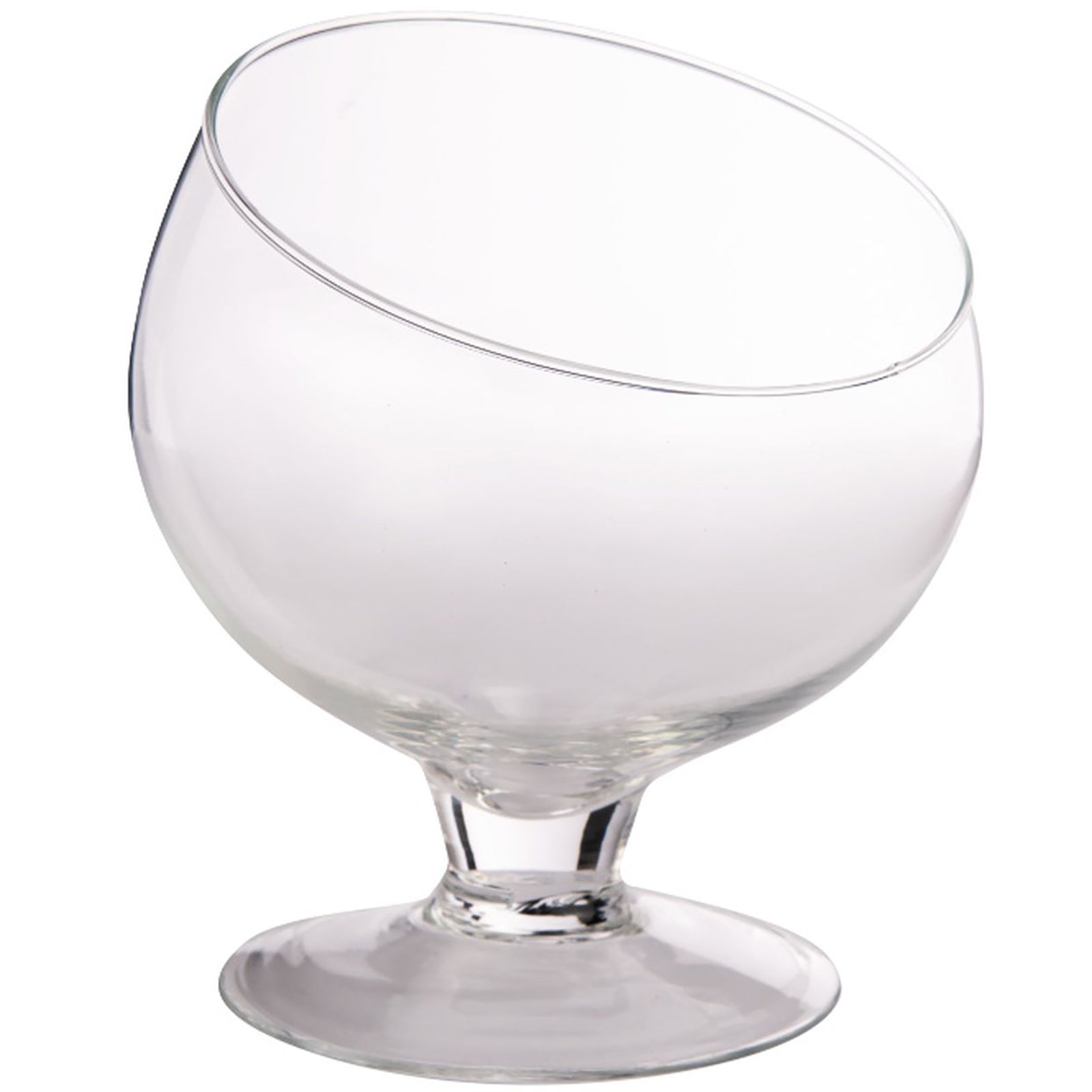 OBLIQUE glass bowl on feet large - klar - 20x20x19cm - Glas
