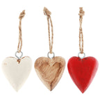 Box mit HerzHängern Dost - rot/weiß/natur - Holz - 90 tlg. - 25x15x15 cm
