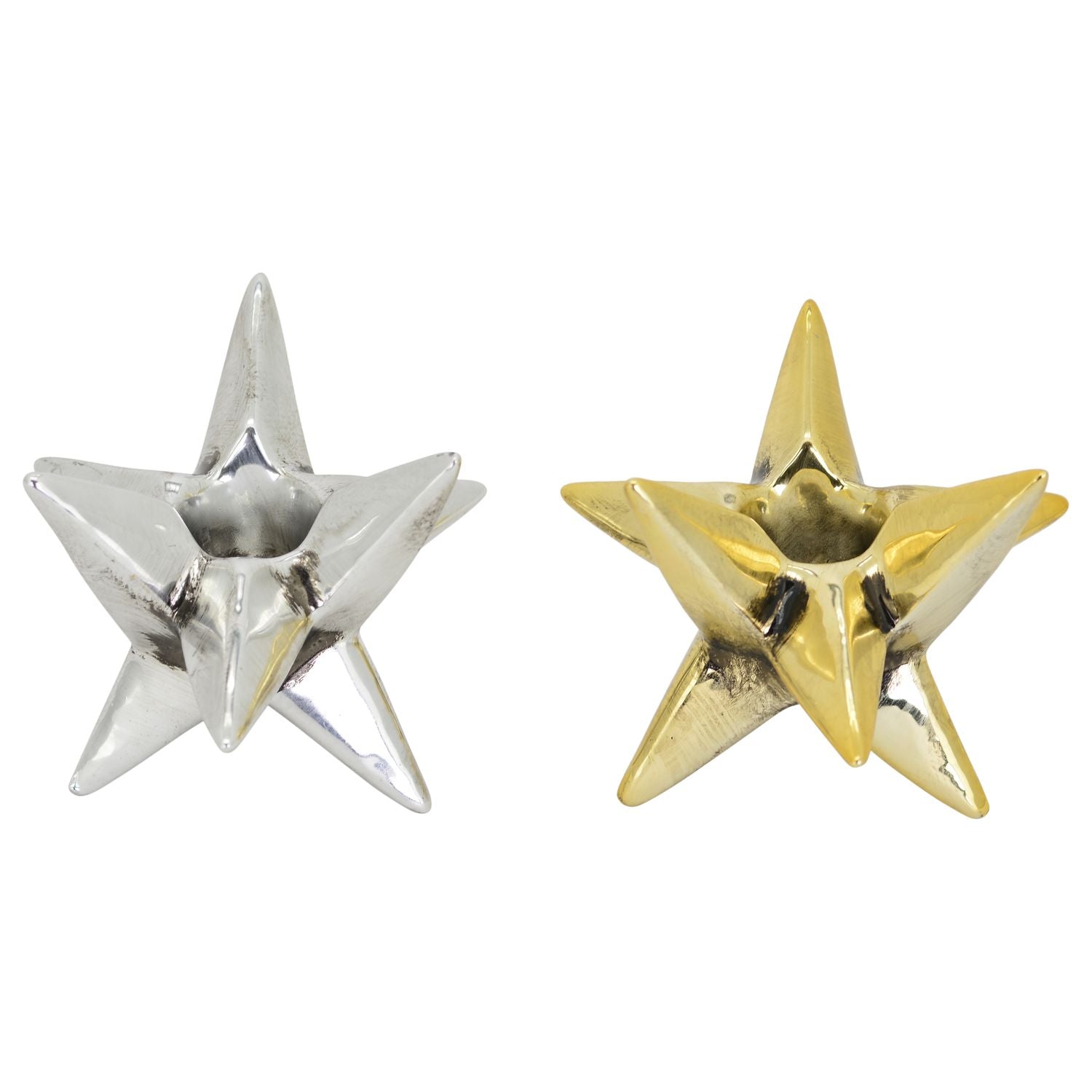 SternenKerzenHalter - gold/silber - Keramik - 9,3x9,3x7,8 cm