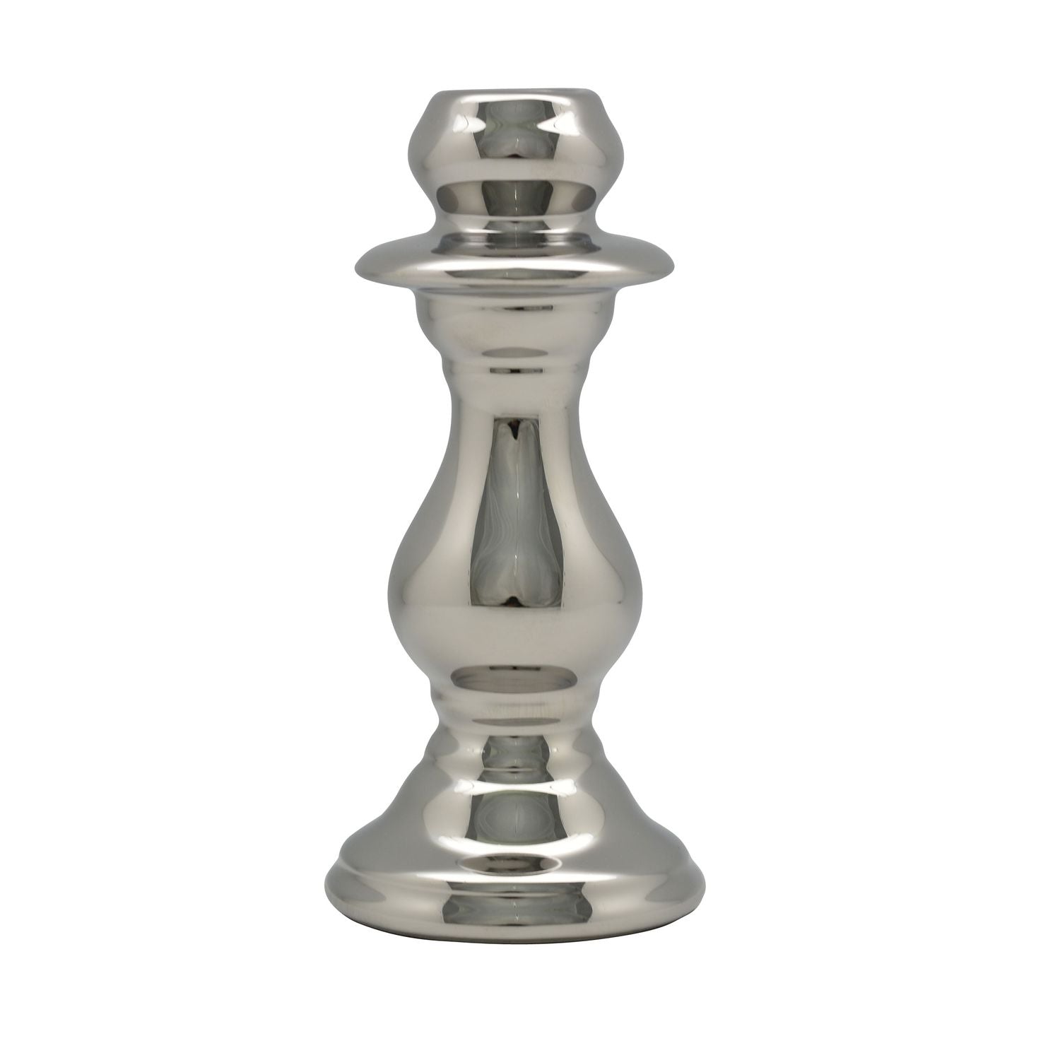 KerzenStänder ArgenT - silber - Keramik - 7,5x7,5x16 cm