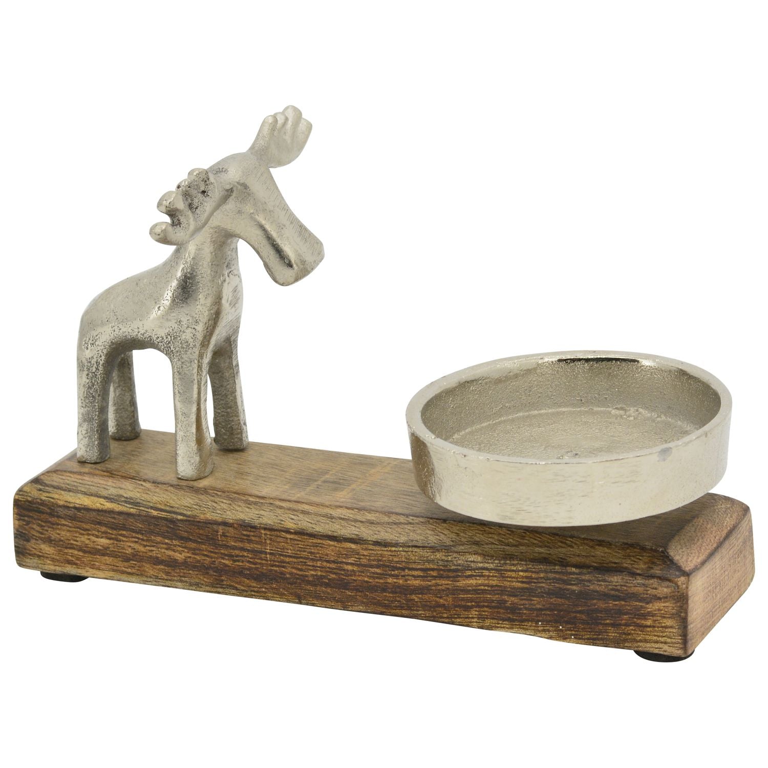 KerzenHalter Rentier Puri - Holz/Aluminium - 18x12x5 cm