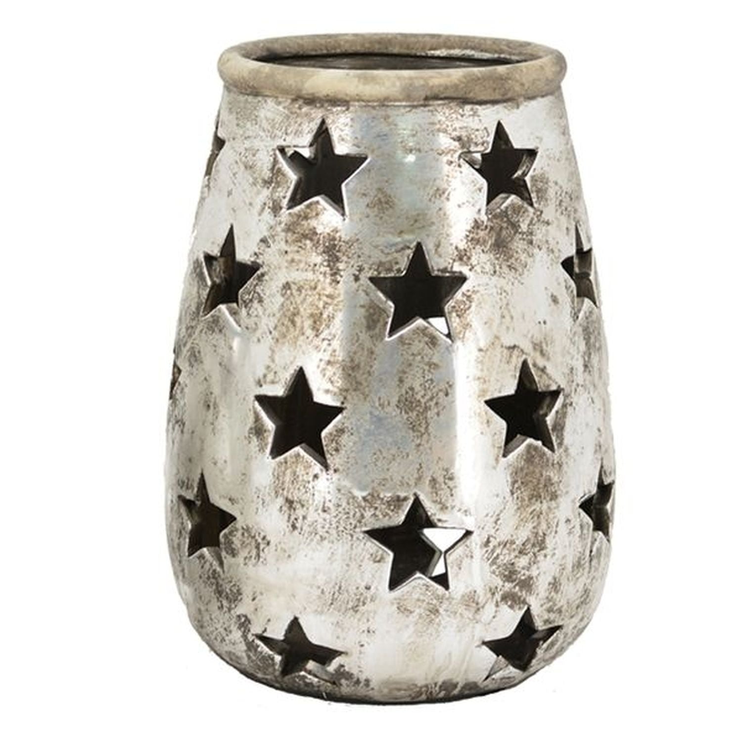 WindLicht ArgenT - silber - Stoneware - 17,5x17,5x24 cm