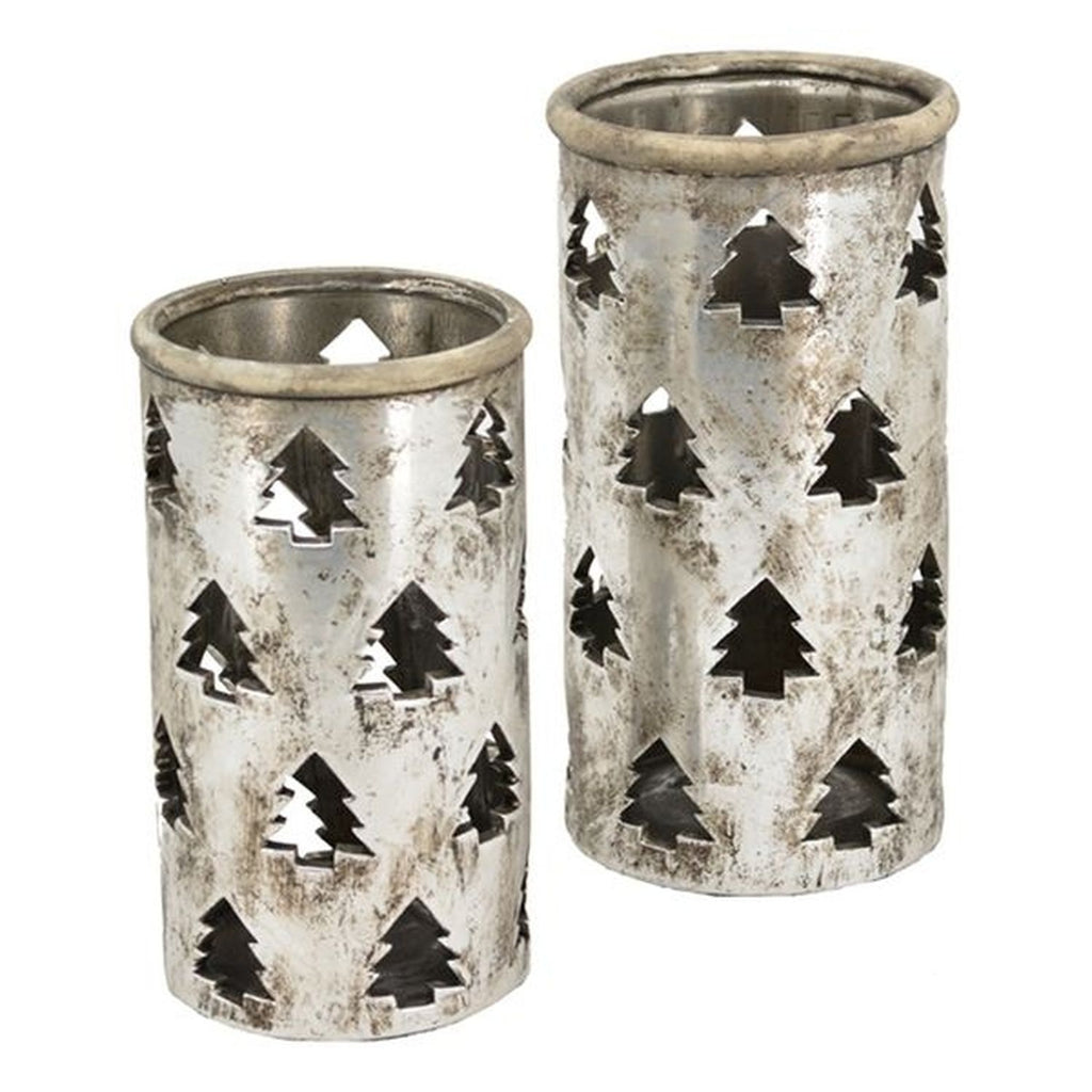 WindLicht ArgenT - silber - Stoneware - 13,5x13,5x24 cm