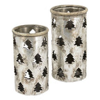 WindLicht ArgenT - silber - Stoneware - 13,5x13,5x24 cm