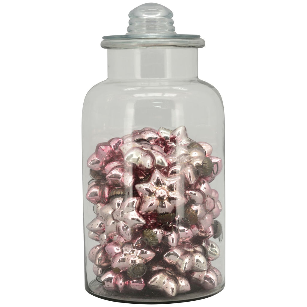 Glas mit 48 x SternHängern Vitreous - pink - 20x20x41 cm