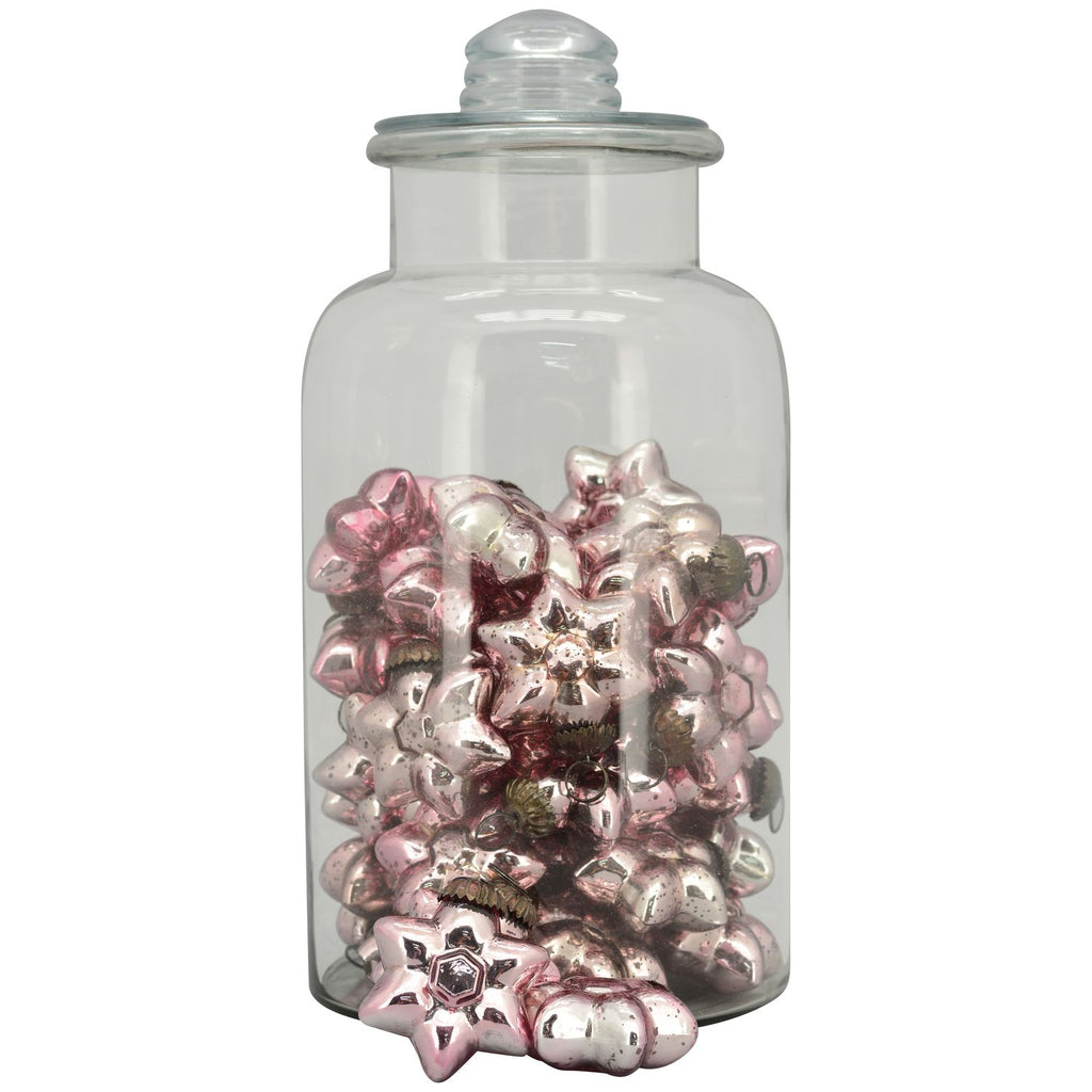 Glas mit 48 x SternHängern Vitreous - pink - 20x20x41 cm