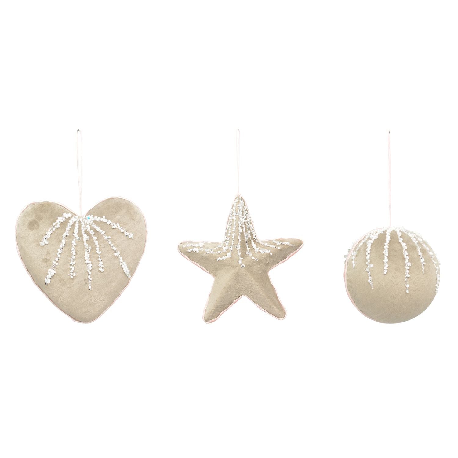 HerzSternKugelHänger SAMT - grau - 12 cm