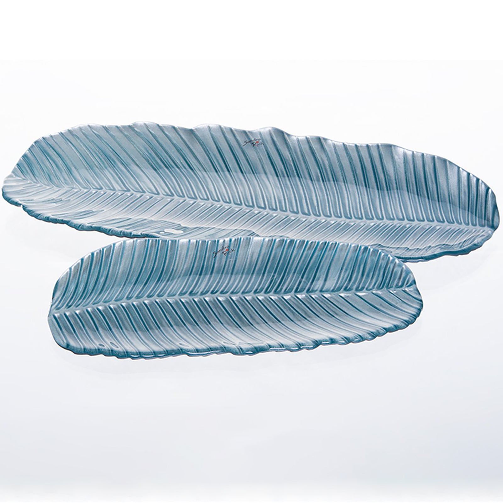 BANANO rectangular plate - eisblau - 19x37x2cm - Glas