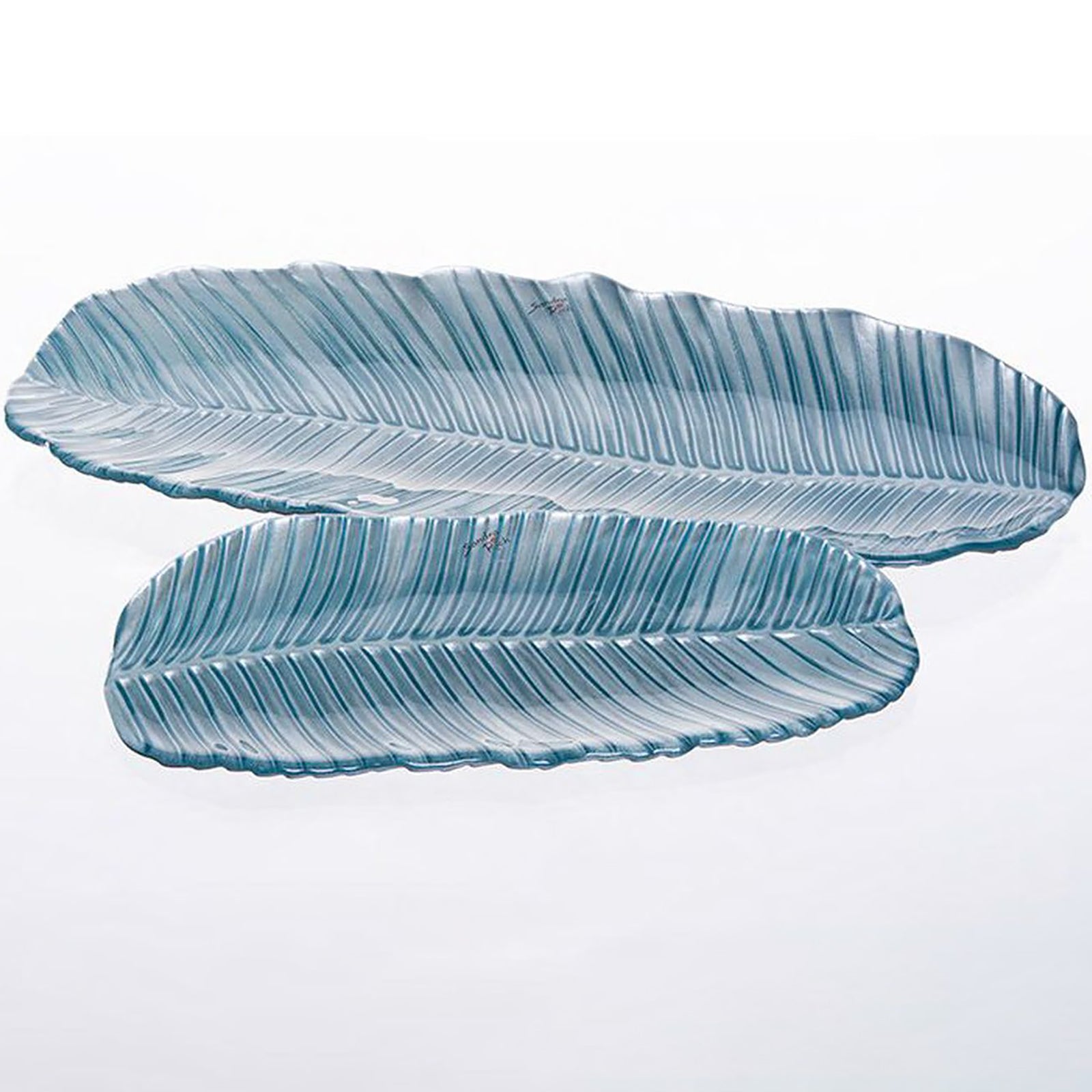 BANANO rectangular plate - eisblau - 19x51x3cm - Glas