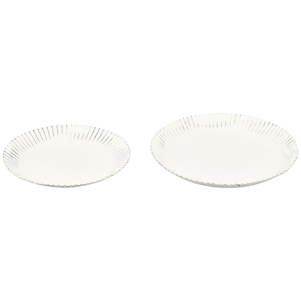 Ensemble de 2 plateaux ClairBlanc - blanc - métal - 24 x 24 x 3 cm - 28 x 28 x 3 cm