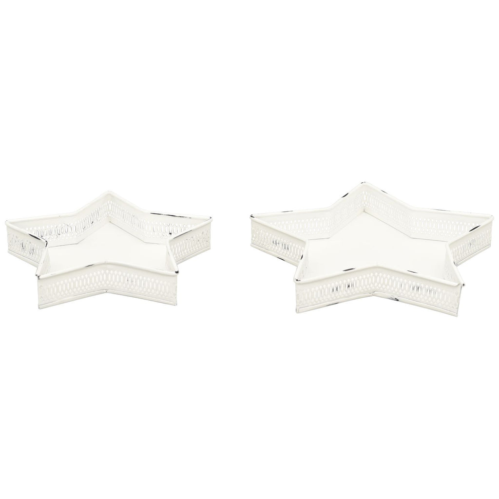 Tablett Set/2 ClairBlanc - weiß - Metall - 25x25x4 cm - 29,5x29,5x5 cm