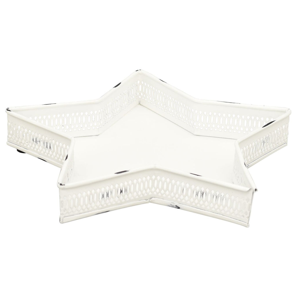 Tablett Set/2 ClairBlanc - weiß - Metall - 25x25x4 cm - 29,5x29,5x5 cm