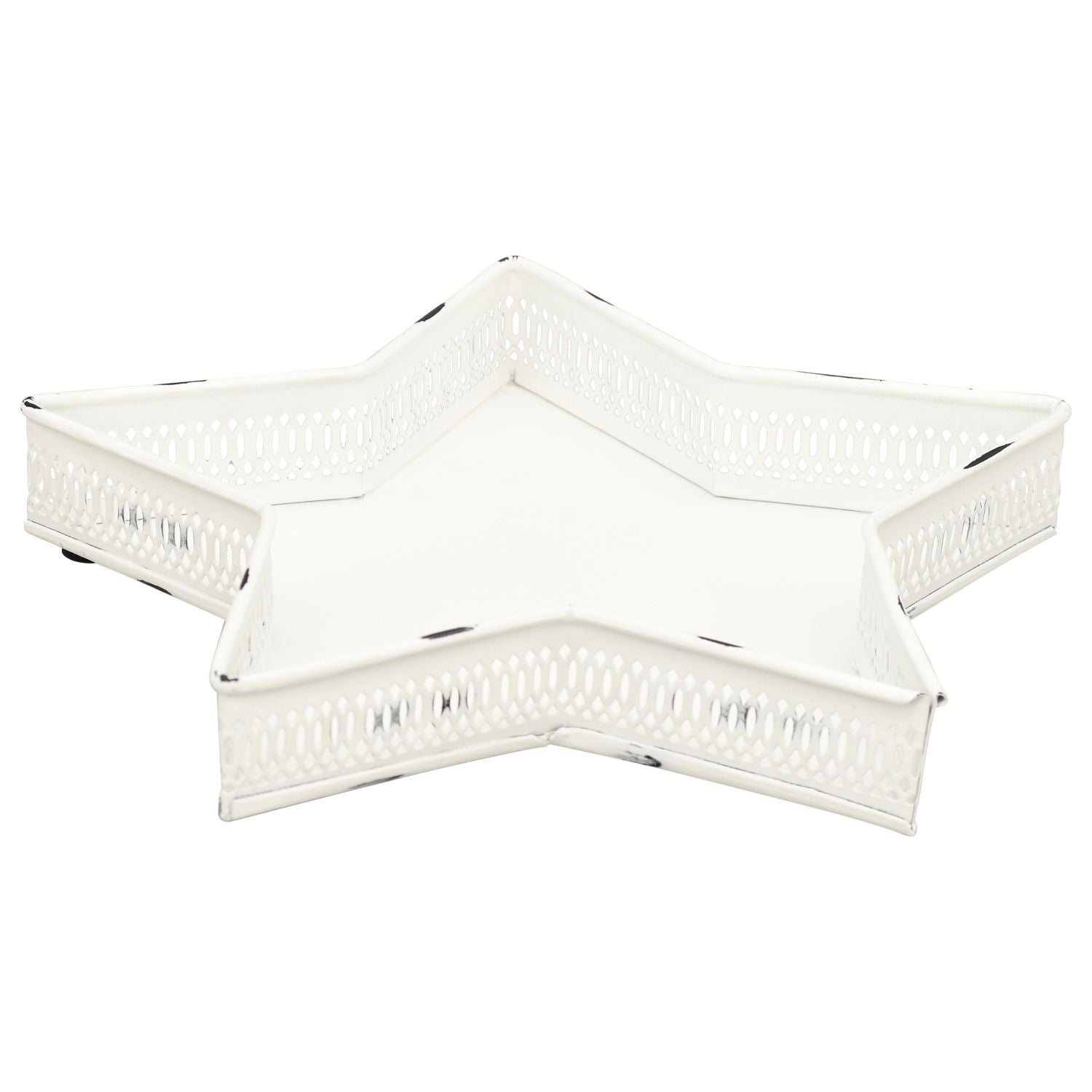 Tablett Set/2 ClairBlanc - weiß - Metall - 25x25x4 cm - 29,5x29,5x5 cm