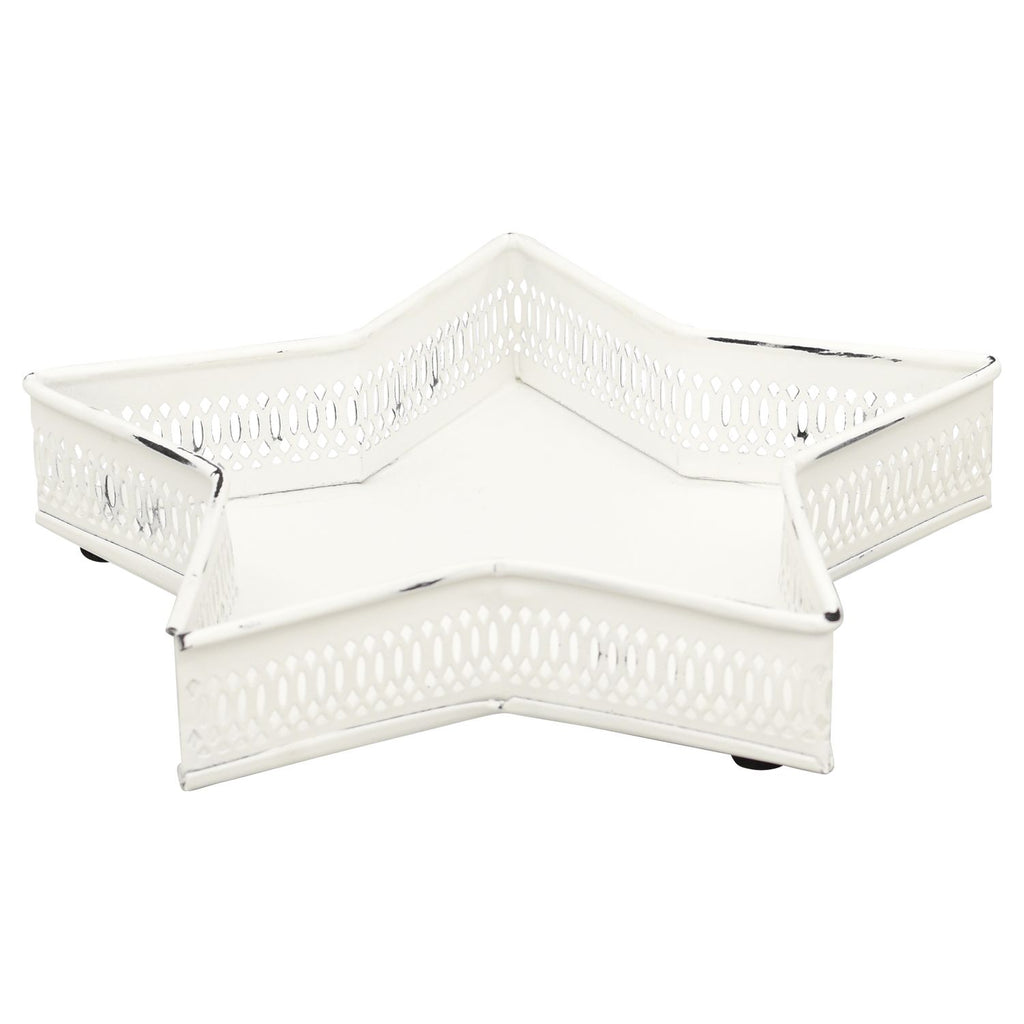 Tablett Set/2 ClairBlanc - weiß - Metall - 25x25x4 cm - 29,5x29,5x5 cm