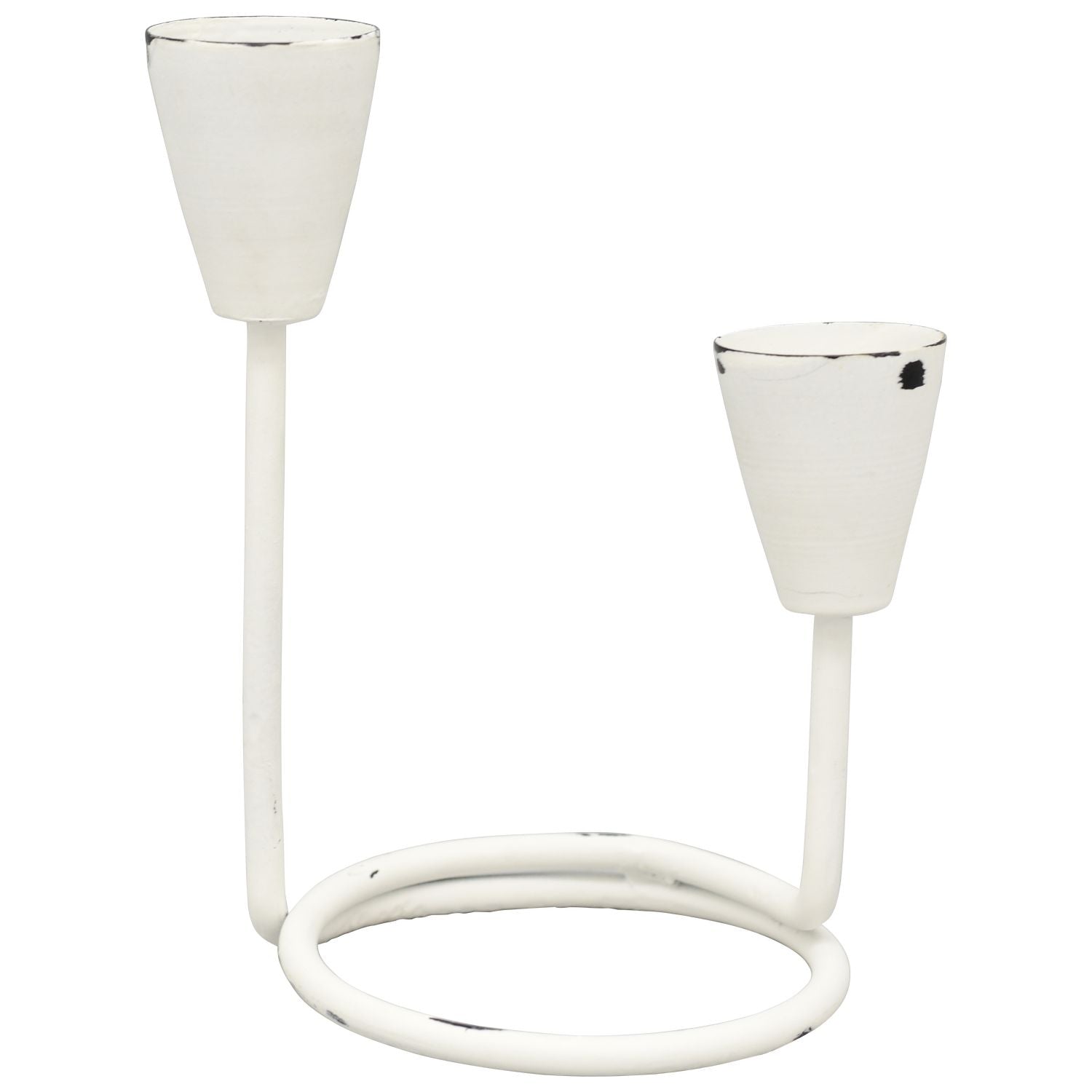 Porte-bougie ClairBlanc - blanc - métal - 17 x 11 x 18 cm