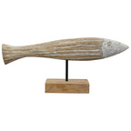FischSkulptur Artisanal - Holz/Metall - 42x8,5x18,5 cm