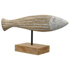 FischSkulptur Artisanal - Holz/Metall - 42x8,5x18,5 cm