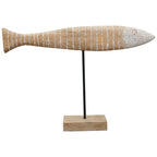 FischSkulptur Artisanal - Holz/Metall - 53,5x9x39 cm