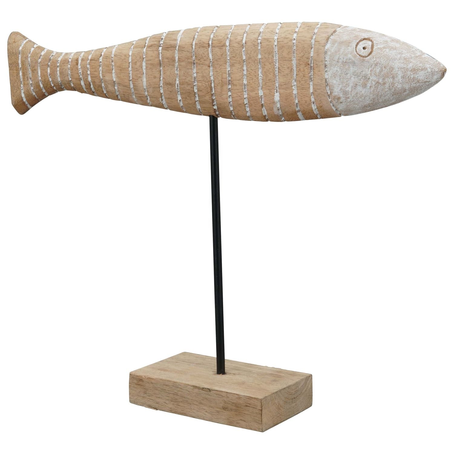 FischSkulptur Artisanal - Holz/Metall - 53,5x9x39 cm